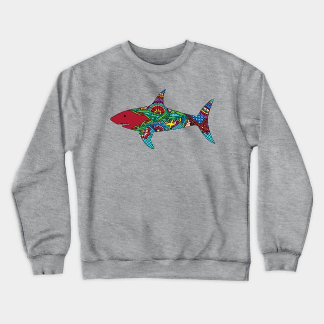 Henna Shark Crewneck Sweatshirt by HLeslie Design